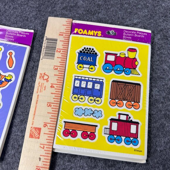 Vintage Foamys Puffy Stickers 1970's 1980's Rainbow Clown Train Lot of 2 - Picture 5 of 7